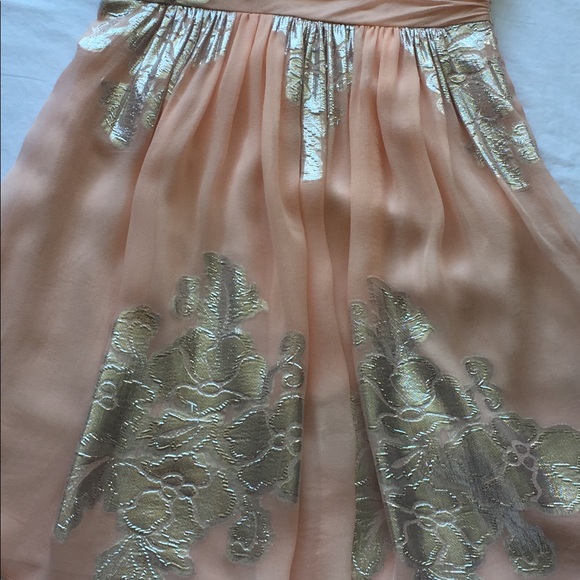 Eliza J🌷peach/silver sheer off shoulder dress Sz4 - Picture 7 of 8